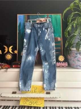 Lauren Ralph Lauren Bleach Splatter Straight Leg Jeans Size 12